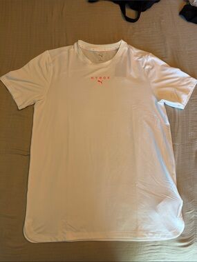 Puma HYROX White Short Sleeve Performance Tee with Orange Logo